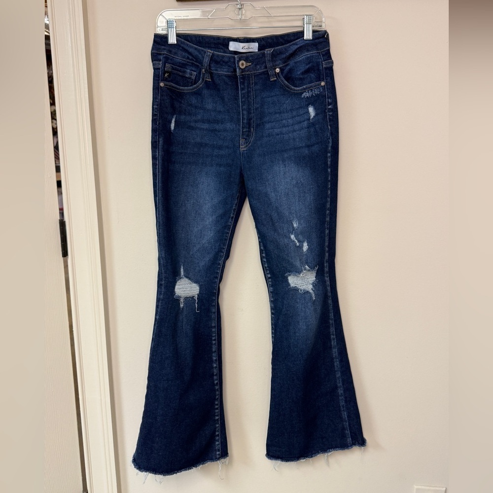 KanCan: Women's Solange High Rise Distressed Flare, Raw Hem, Size 11/29